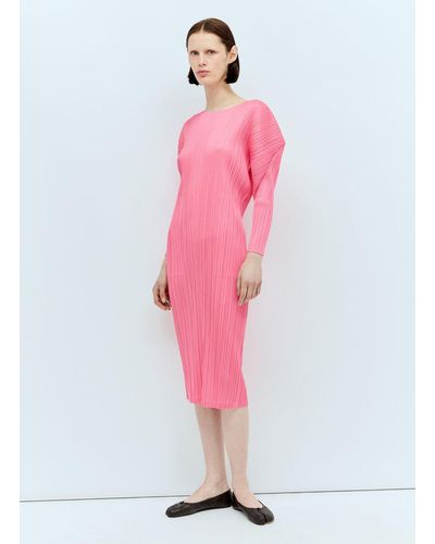 Pleats Please Issey Miyake Monthly Colors: February Midi Dress - Pink