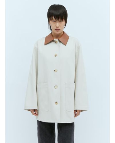 Totême Leather Collar Cotton-bar Jacket - White