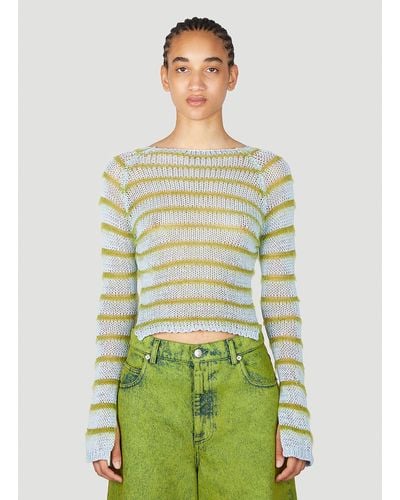 Marni Striped Knit Jumper - Green