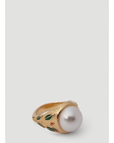Casablancabrand Faux Pearl Signet Ring - Metallic