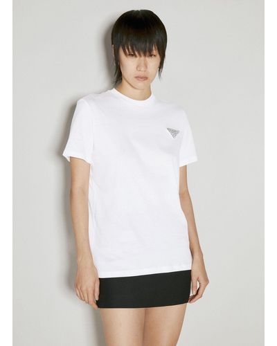 Prada Crystal Embellished Logo T-shirt - White