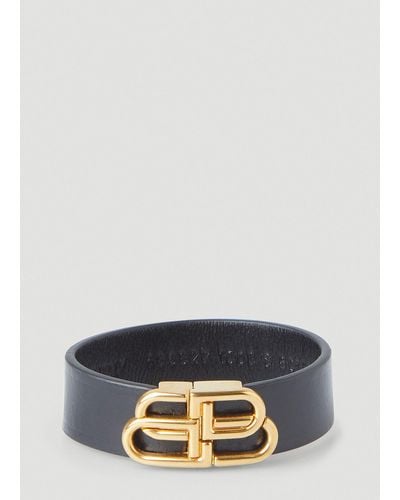 Balenciaga Bb Slim Cuff Bracelet - Black