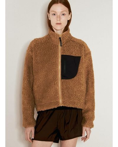 District Vision Cropped High-pile Wool Fleece Jacket - Brown