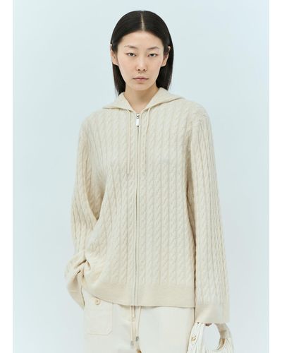 Totême Cable Knit Hooded Cardigan - White