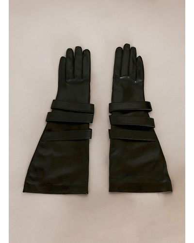 Saint Laurent Aviator Leather Gloves - Black