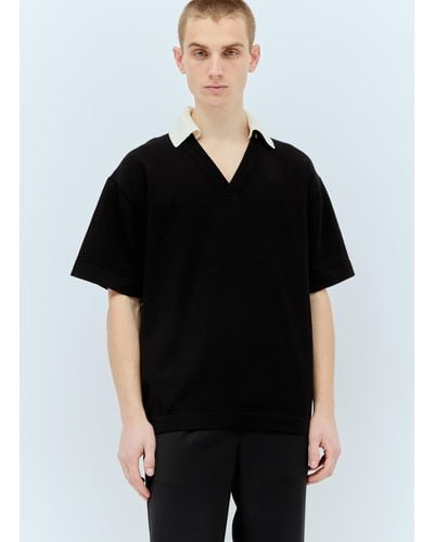Jil Sander Knit Polo Shirt - Black