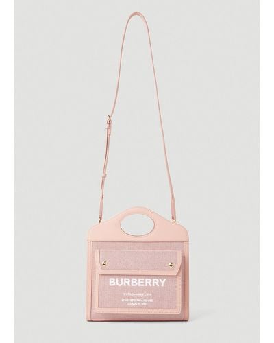 Burberry Logo Print Pocket Tote Bag - Pink