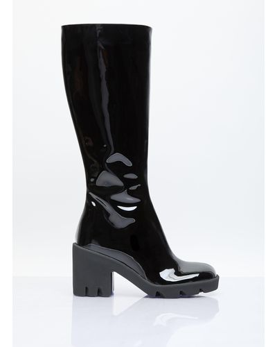 Burberry Patent Leather Knee High Boots - Black