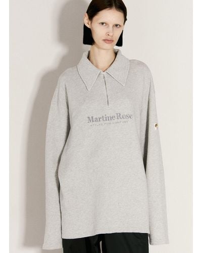 Martine Rose Logo Embroidery Zip-up Polo Sweatshirt - Grey