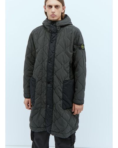 Stone Island Quilted Compass Patch Coat - Gray