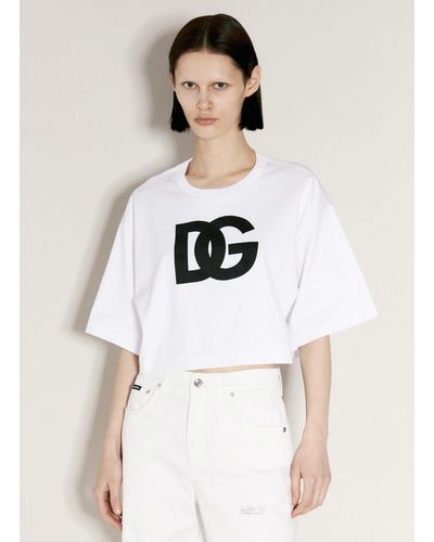 Dolce & Gabbana Crop Logo Print T-shirt - White