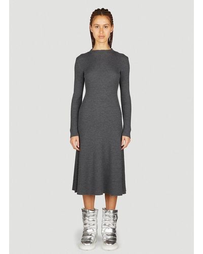 Moncler Long Sleeve Knit Dress - Grey