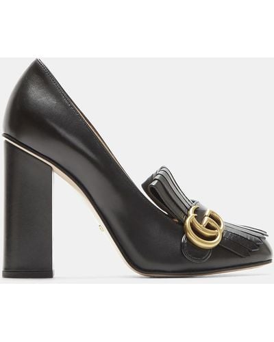 Gucci Gg High-heel Fringed Marmont Pumps In Black