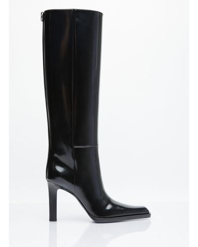 Saint Laurent Nina High Leather Boots - Black