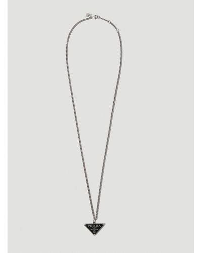 Prada Triangle Logo Necklace - Black