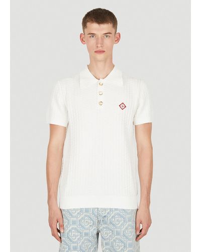 Casablancabrand Bouclé Knit Polo Shirt - White