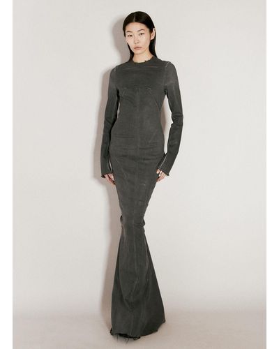 Rick Owens Coated Denim Maxi Dress - Gray