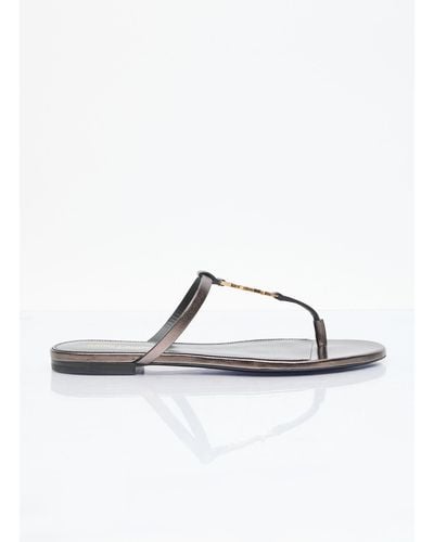 Saint Laurent Cassandra Slide Sandals - Metallic