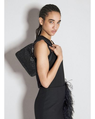 Prada Crystal-embellished Satin Mini Bag - Black