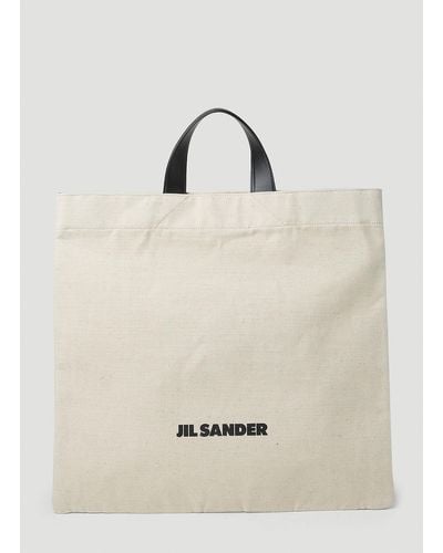 Jil Sander Square Logo Tote Bag - Natural