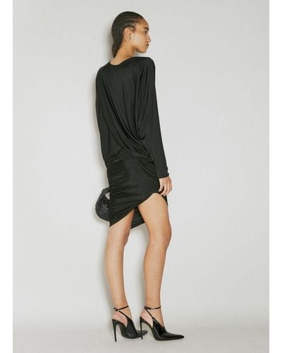 Saint Laurent Draped Fluid Dress - Black