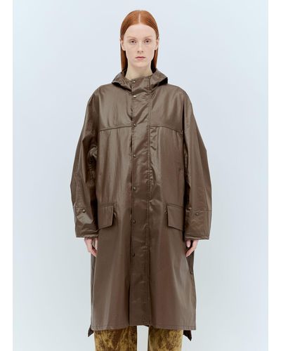 Lemaire Hooded Wax Rain Coat - Brown