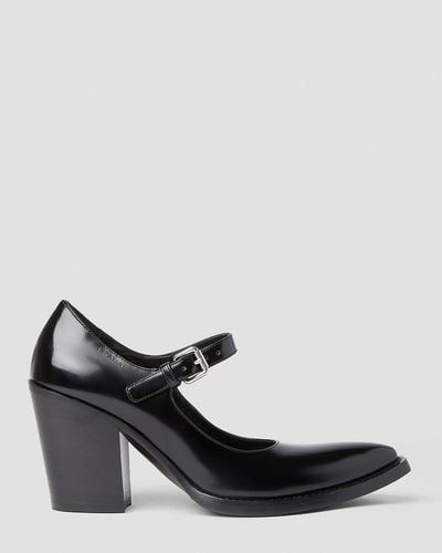 Prada Mary Jane Heeled Sandals - Black