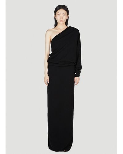 Saint Laurent One Shoulder Draped Dress - Black