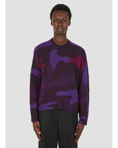 Valentino Camouflage Knit Jumper - Purple