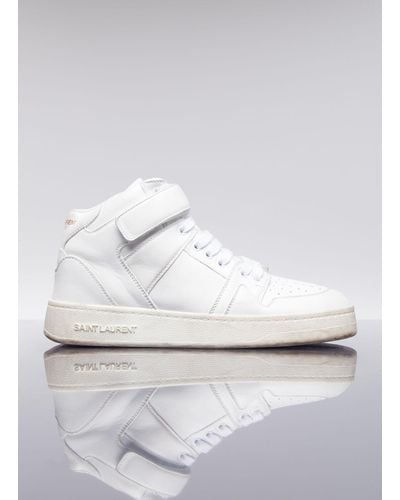 Saint Laurent Raffia Lace Up Sneakers - White