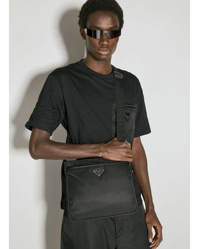 Prada Re-nylon And Saffiano Leather Crossbody Bag - Gray