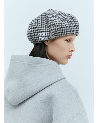 Miu Miu Shetland Wool Beret Hat - Gray