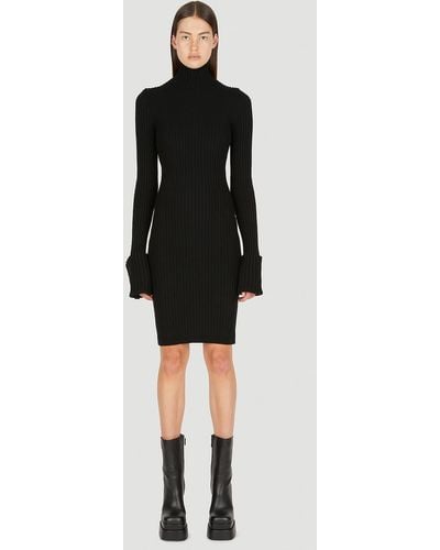 Rabanne Roll Neck Knit Mini Dress - Black