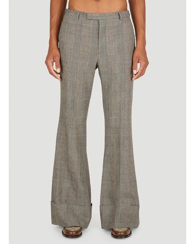 Gucci Prince Of Wales Flared Trousers - Grey
