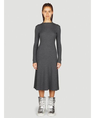 Moncler Long Sleeve Knit Dress - Gray
