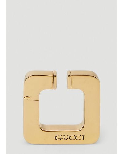 Gucci Logo Engraved Ear Cuff - Natural