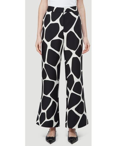 Valentino Giraffe Print Crepe Pants - Black