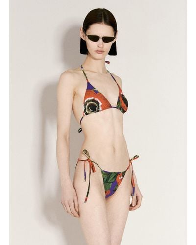 Dolce & Gabbana Logo And Anemone Print Triangle Bikini - Natural