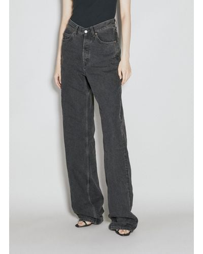 Saint Laurent V-waist Long Baggy Jeans - Gray