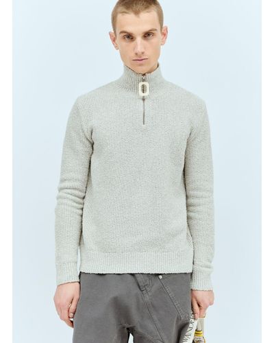 JW Anderson Boucle Henley Sweater - Gray