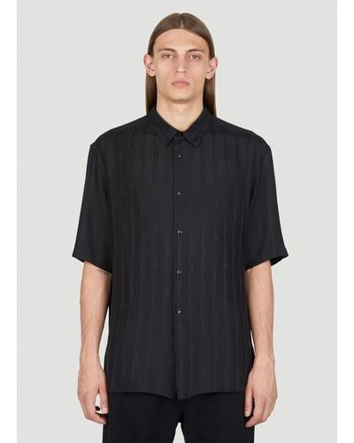 Saint Laurent Cassandre Stripe Silk Shirt - Black