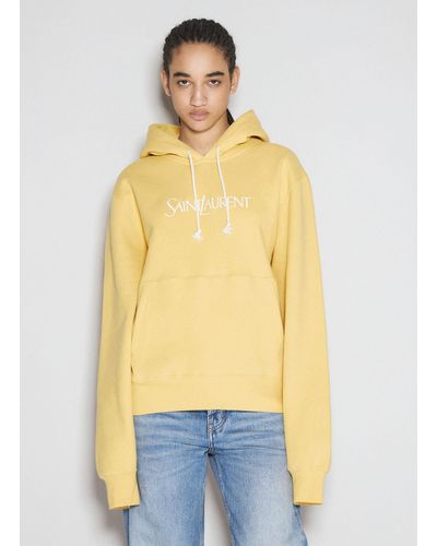 Saint Laurent Logo Embroidery Hooded Sweatshirt - Yellow