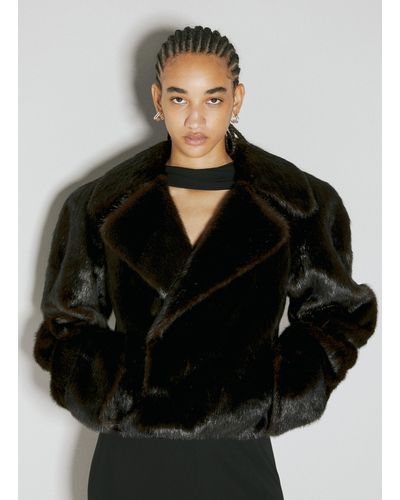 Saint Laurent Faux Fur Short Coat - Black