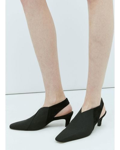 Totême Mid Heel Elastic Slingback Court Shoes - White