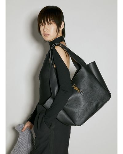 Saint Laurent Bea Leather Tote Bag - Grey