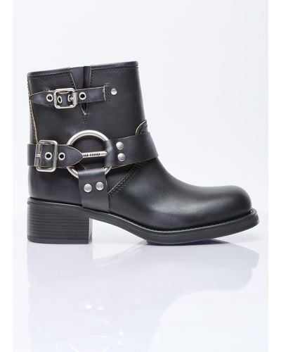 Miu Miu Vintage-look Leather Boots - Black