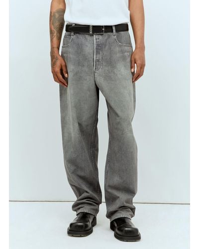 Bottega Veneta Printed Denim Leather Trousers - Grey