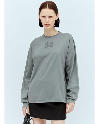 Miu Miu Garment-dyed Jersey T-shirt - Grey