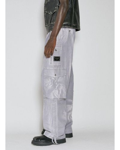 Dolce & Gabbana Garment-dyed Canvas Cargo Pants - Gray
