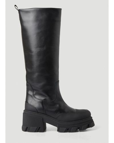 Ganni Calf Length Chunky Boots - Black
